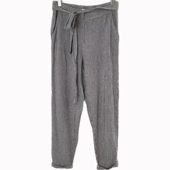 Max Studio High Rise Stripped Balloon Pants Sz M - Picture 1 of 5